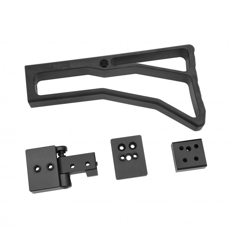 (SLR-SK01-GHK-BK) SLR Airsoftworks AK Billet Stock Assemble with Folding and Fixed Stock Adaptors for GHK AK (Receiver with Flat End Plate Versions Only)